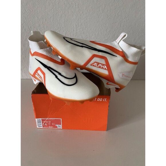 Nike Football Cleats Alpha Menace Elite 3 White Orange  DM1792-104 Men’s Sz 14 - Picture 1 of 11